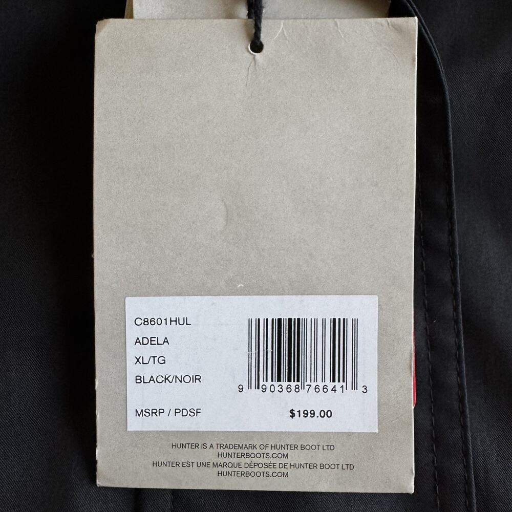 [WOMENS XL] Hunter Adela Waterproof Long Rain Jacket Lightweight Black Solid XL - Picture 6 of 9